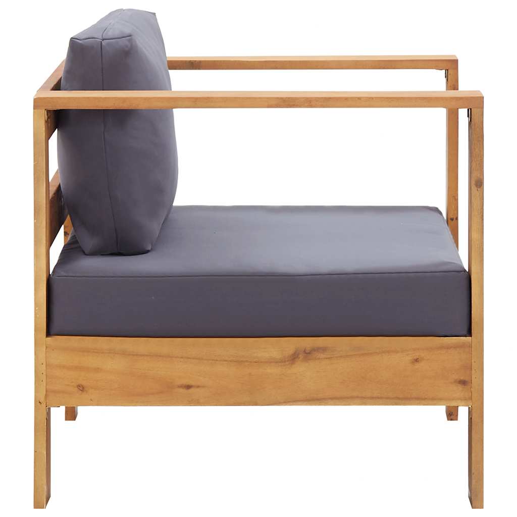 2-tlg. Garten-Lounge-Set mit Cremeweißen Kissen Akazienholz