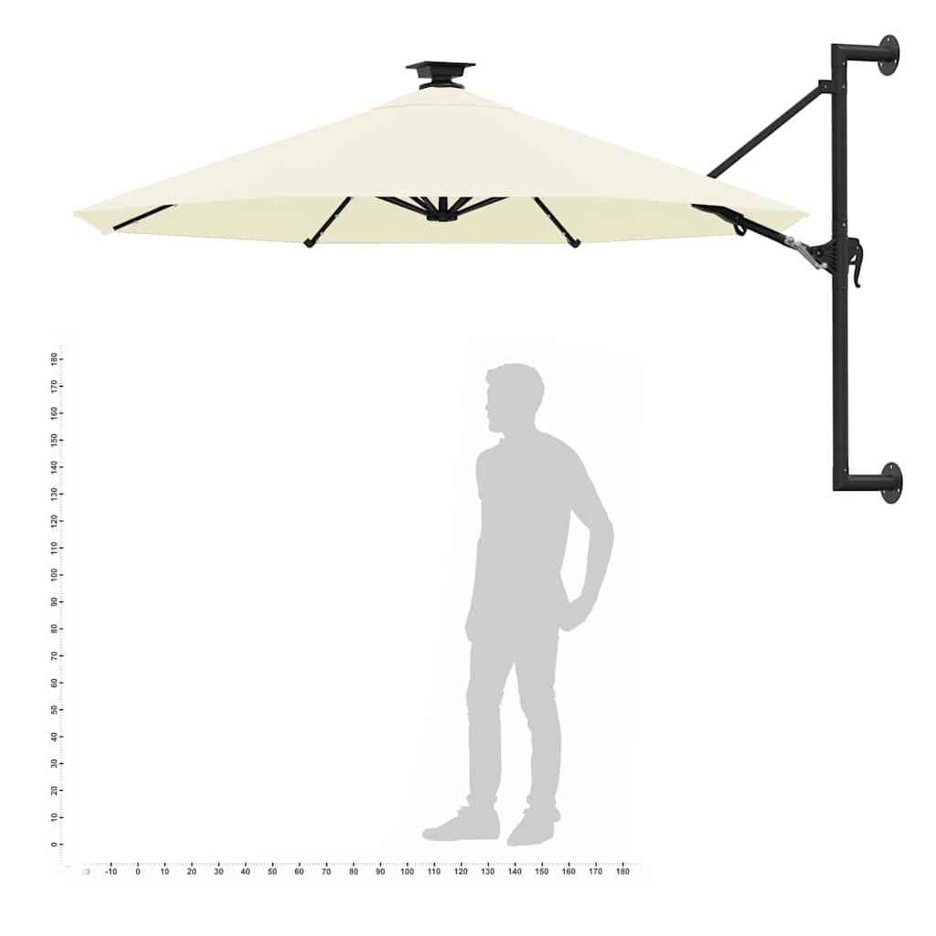 Sonnenschirm zur Wandmontage mit LEDs 300 cm Grün