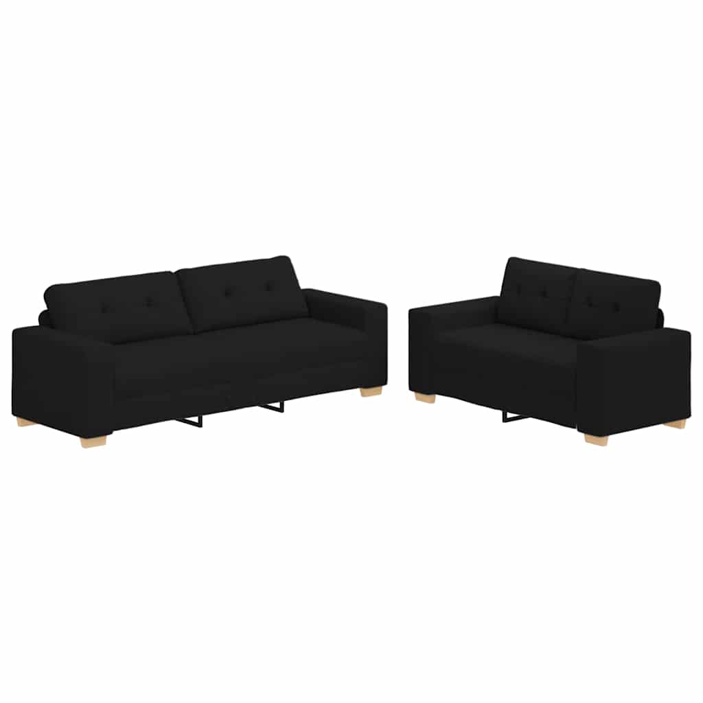 2-teiliges Sofa-Set mit Kissen, hellgrauer Stoff