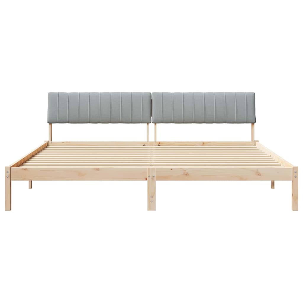 Bettgestell Braun und hellgrau 200 x 200 cm Massivholz Kiefer