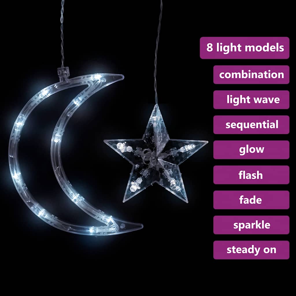 Lichterketten Stern und Mond Fernbedienung 138 LEDs Warmweiß