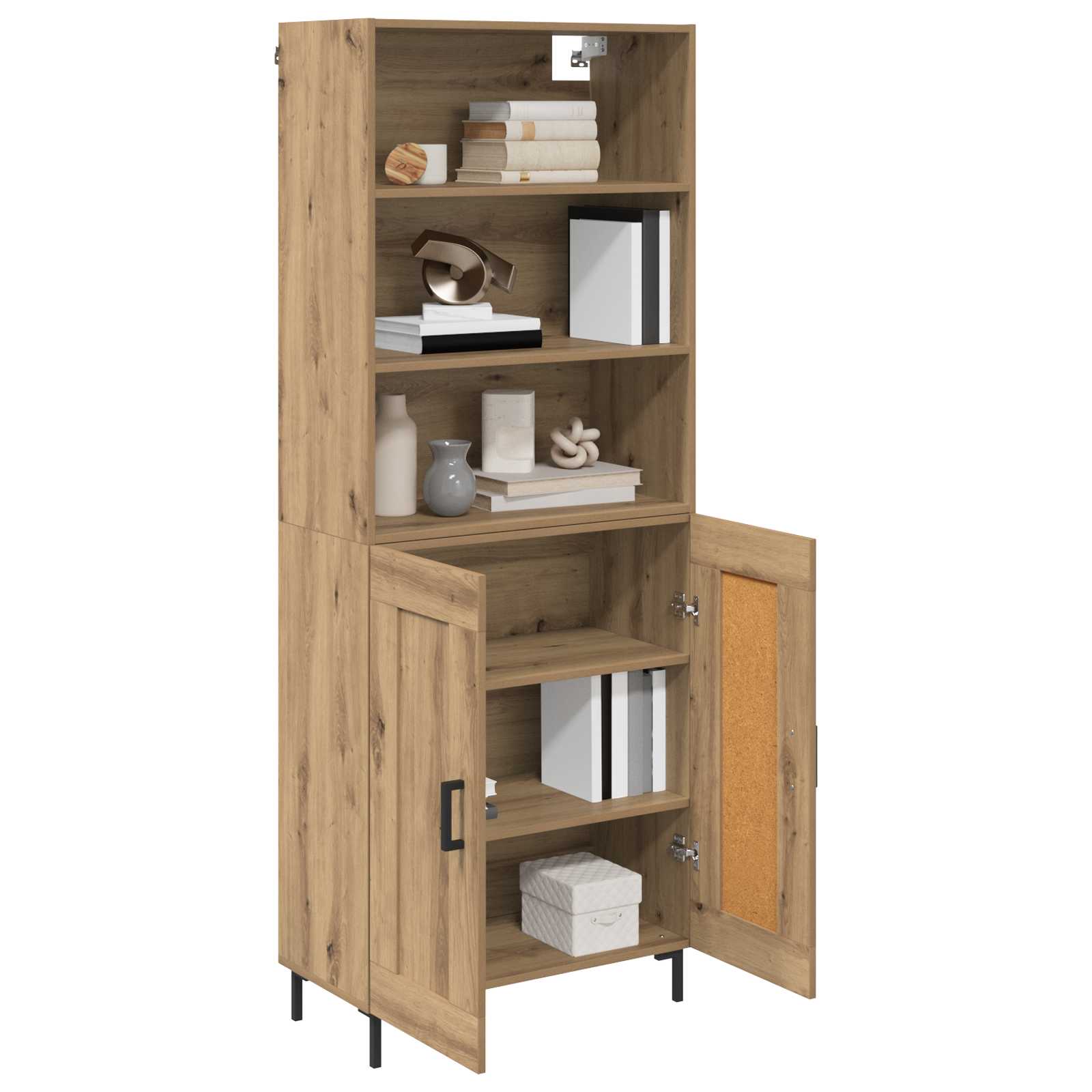 Highboard Hochglanz-Weiß 69,5x34x180 cm Holzwerkstoff