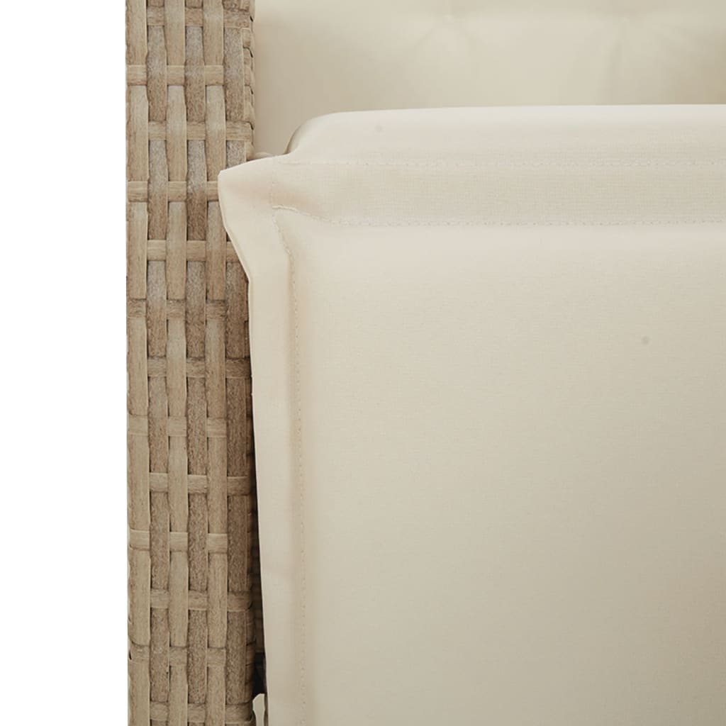 Gartensessel Verstellbar mit Kissen Schwarz Poly Rattan