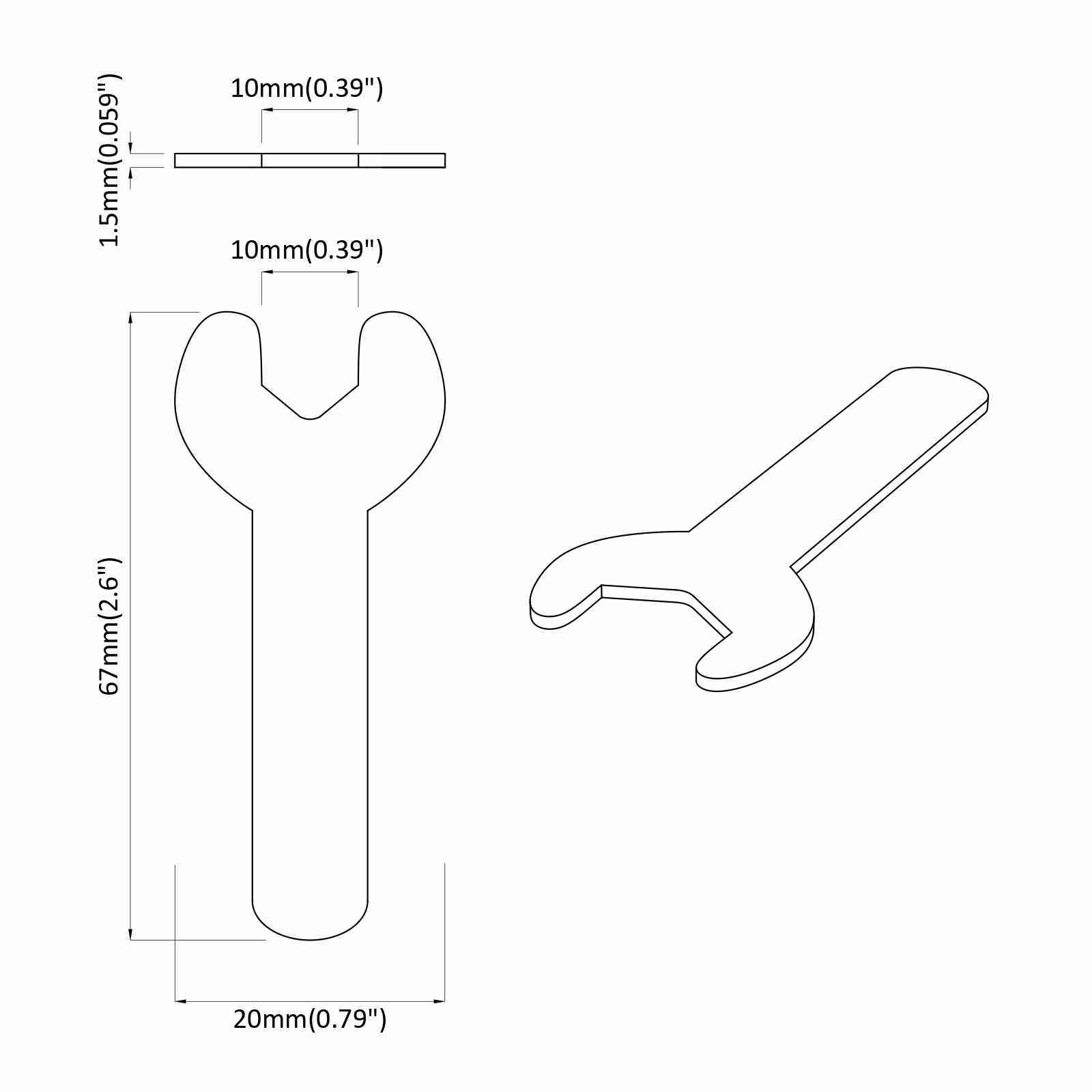 Spanner 2 pcs Silber 10 mm Eisen