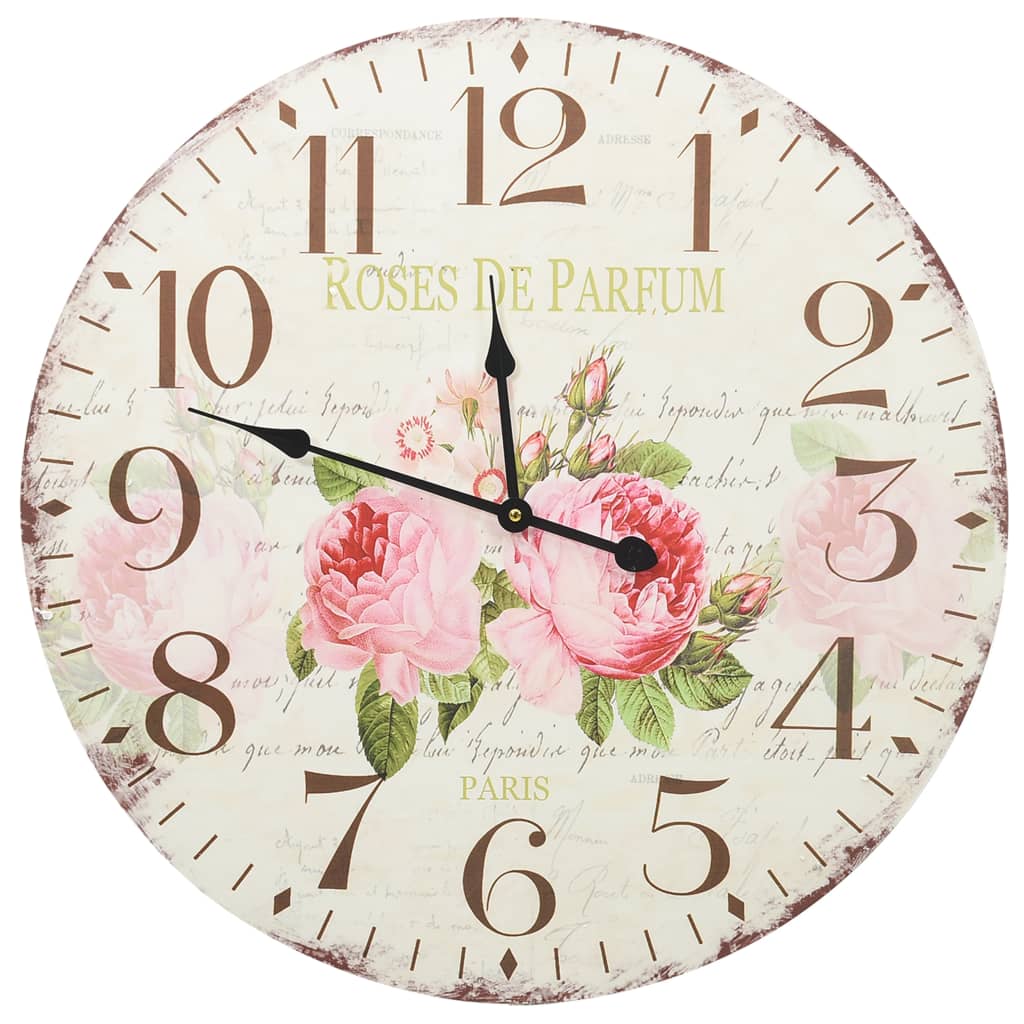 Vintage Wanduhr Blumen 30 cm