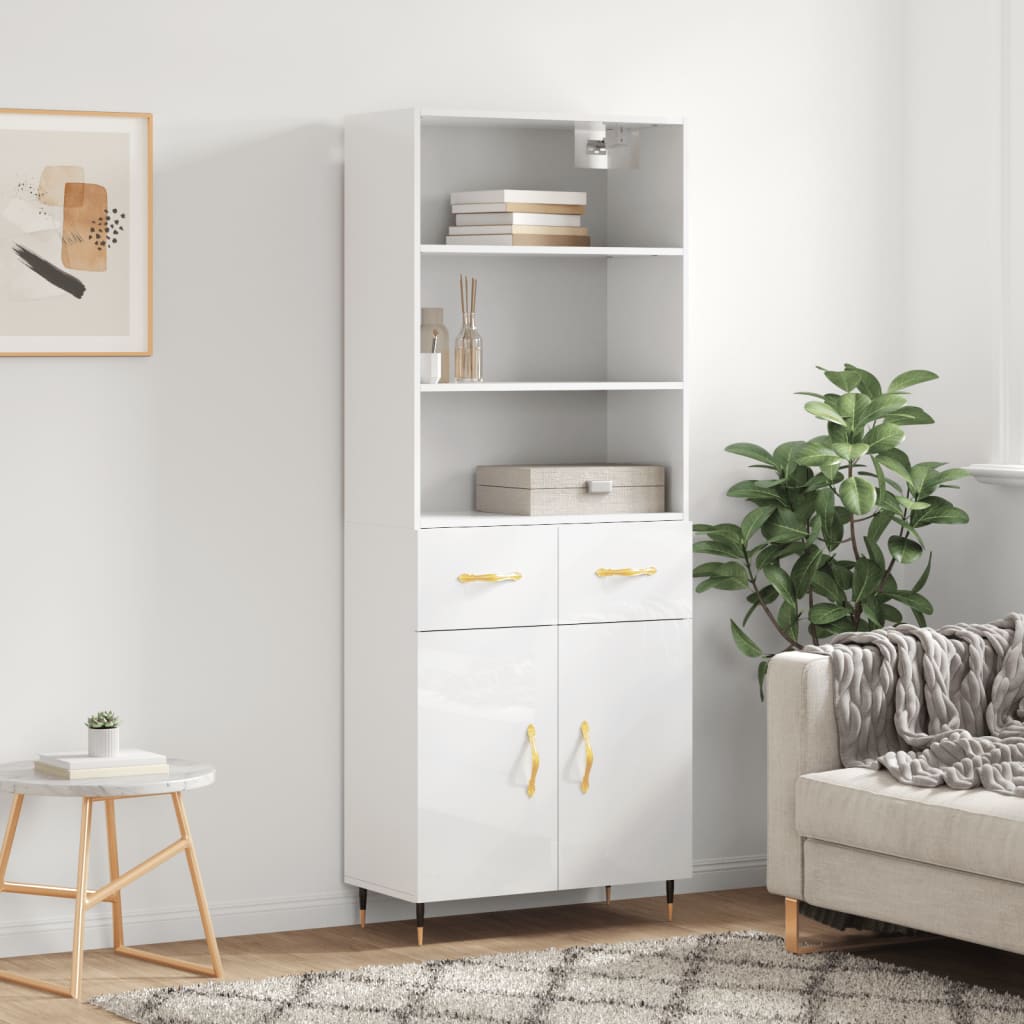 Highboard Betongrau 69,5x34x180 cm Holzwerkstoff