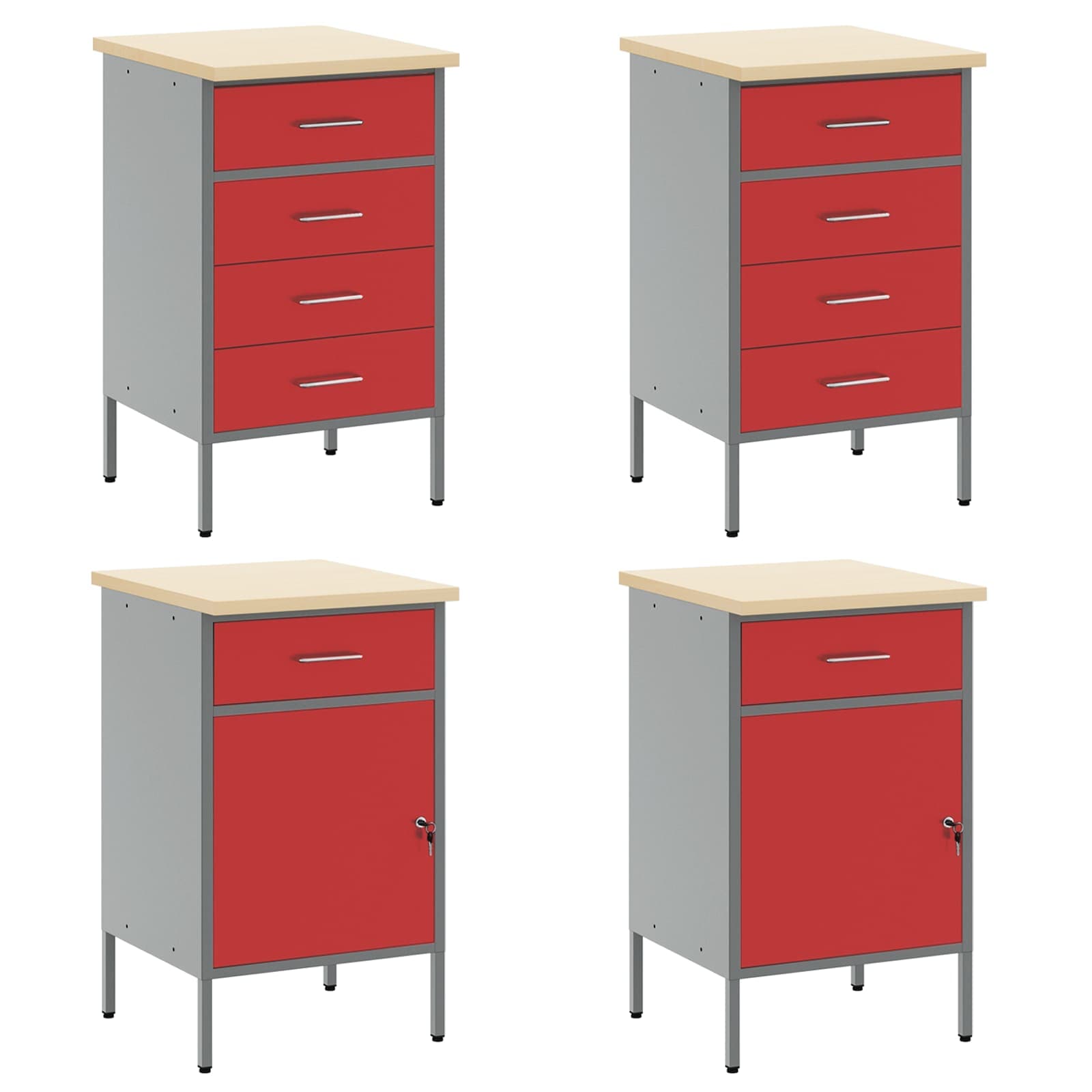 Arbeitsschrankset mit Schubladen mit Regal 8 pcs Grau
