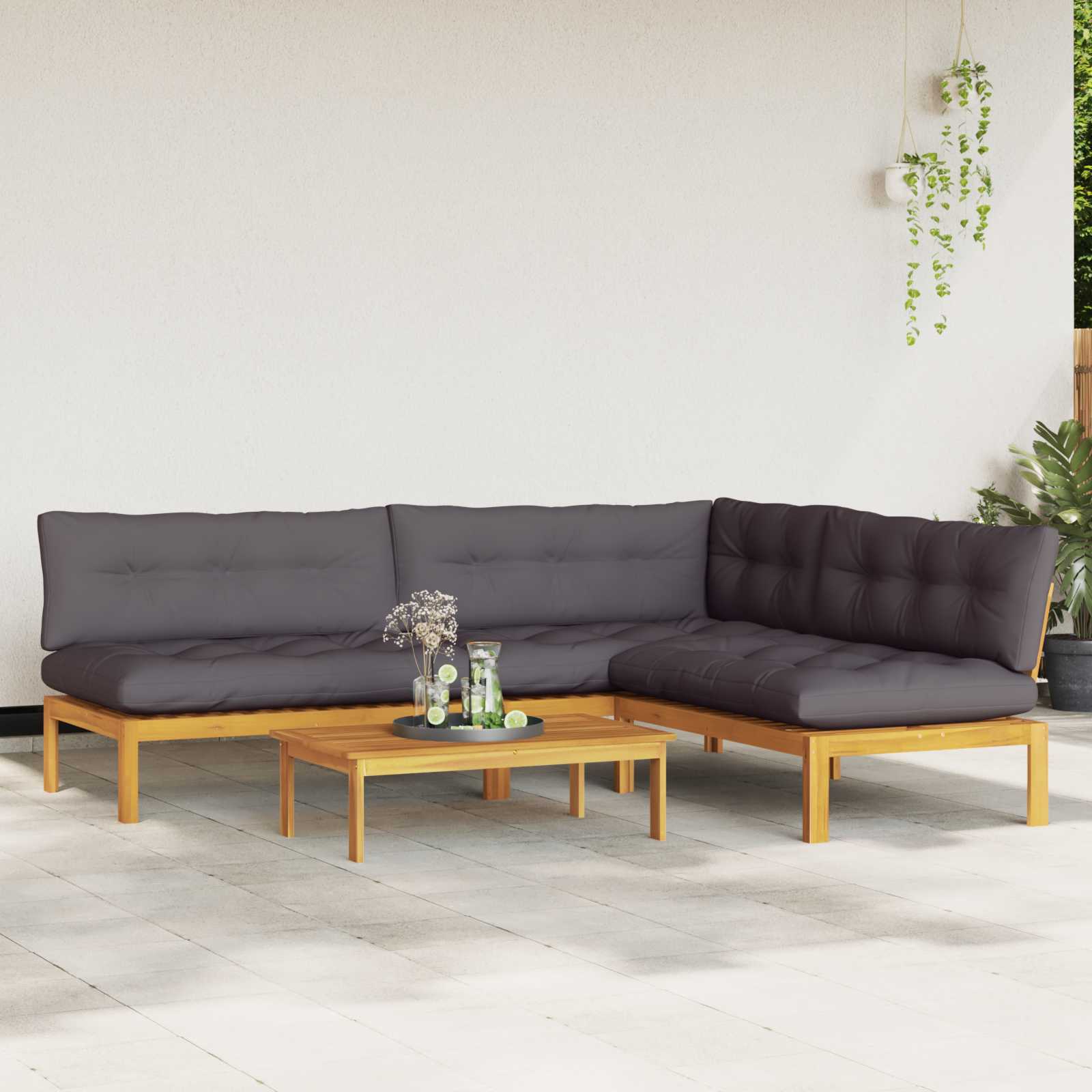 3-tlg. Garten-Sofagarnitur aus Paletten Massivholz Akazie