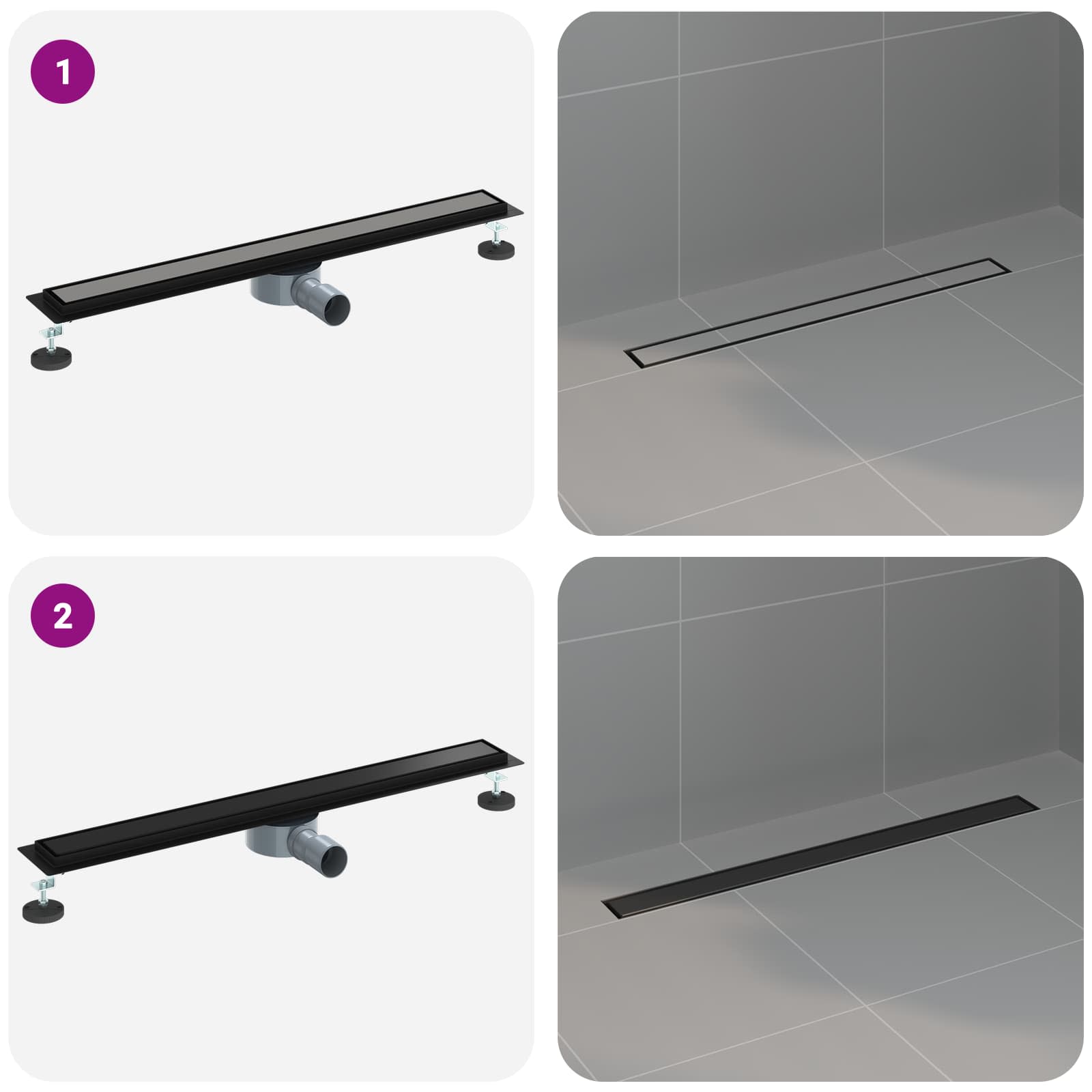 Duschablauf 2-in-1 mit 360° Siphon Silber 54 x 11 x 9,5 cm