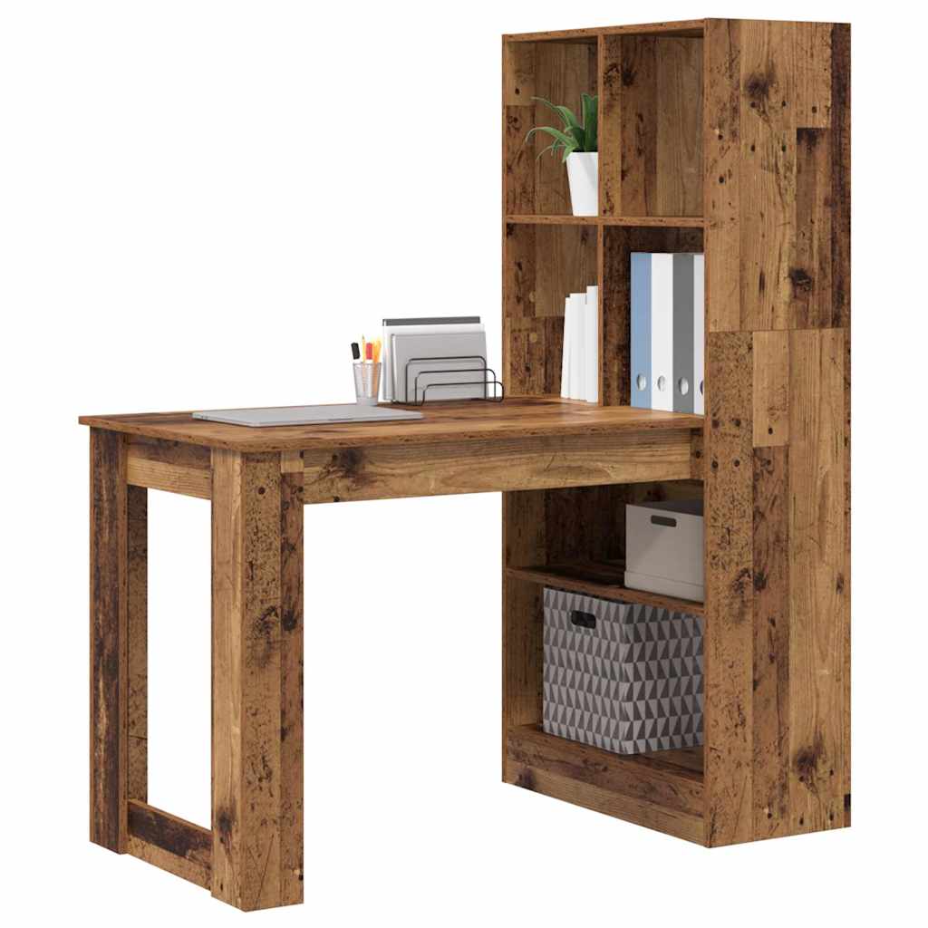 Schreibtisch mit Regal Schwarz Eichen-Optik 122 x 67 x 145 cm