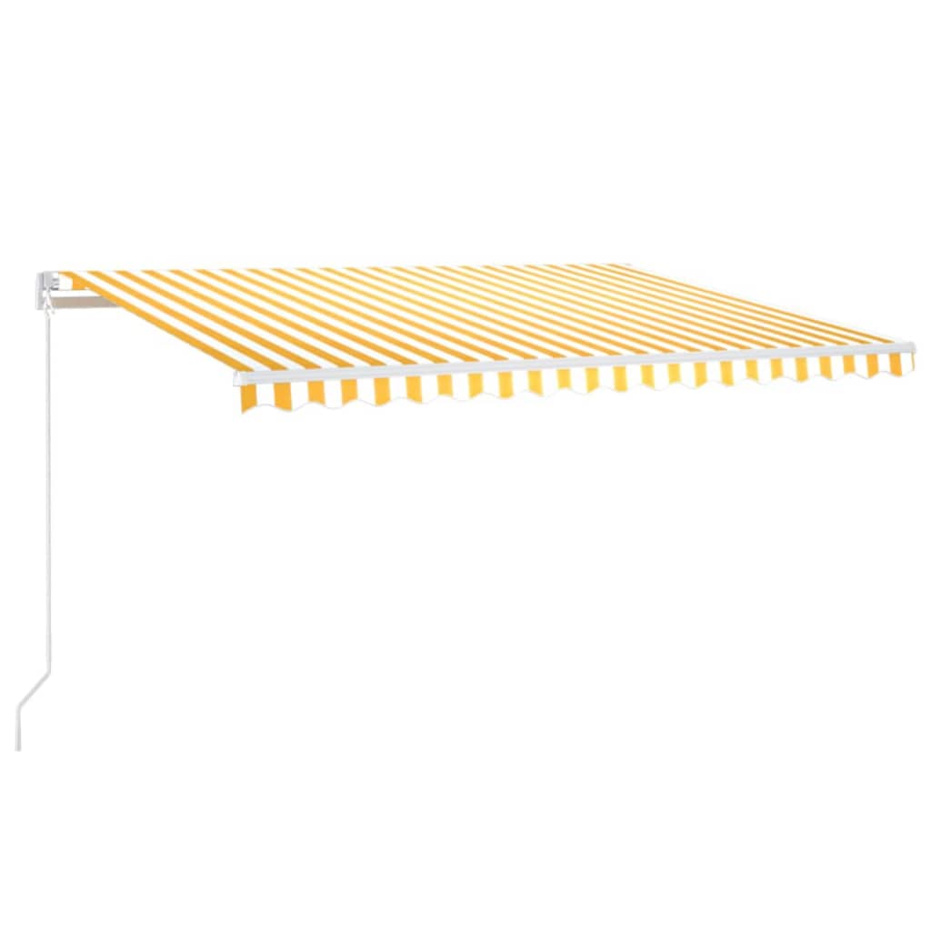 Markise Manuell Einziehbar mit LED 300x250 cm Blau und Weiß
