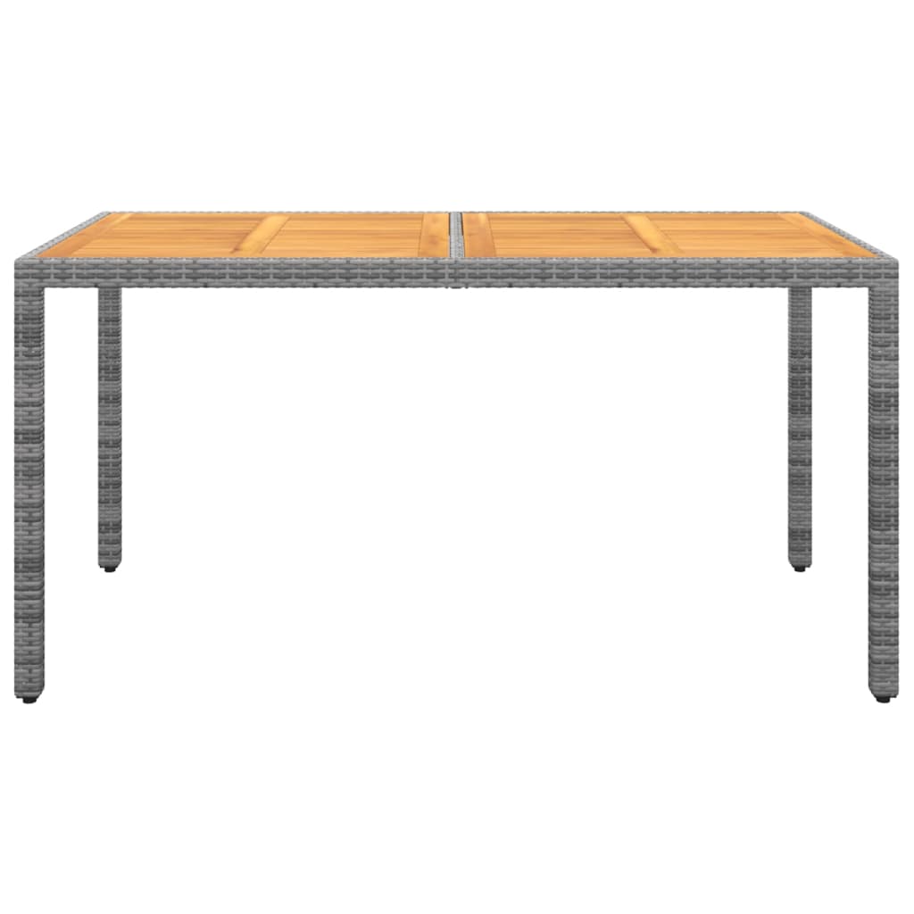 Gartentisch 150x90x75 cm Akazienholz und Poly Rattan Schwarz