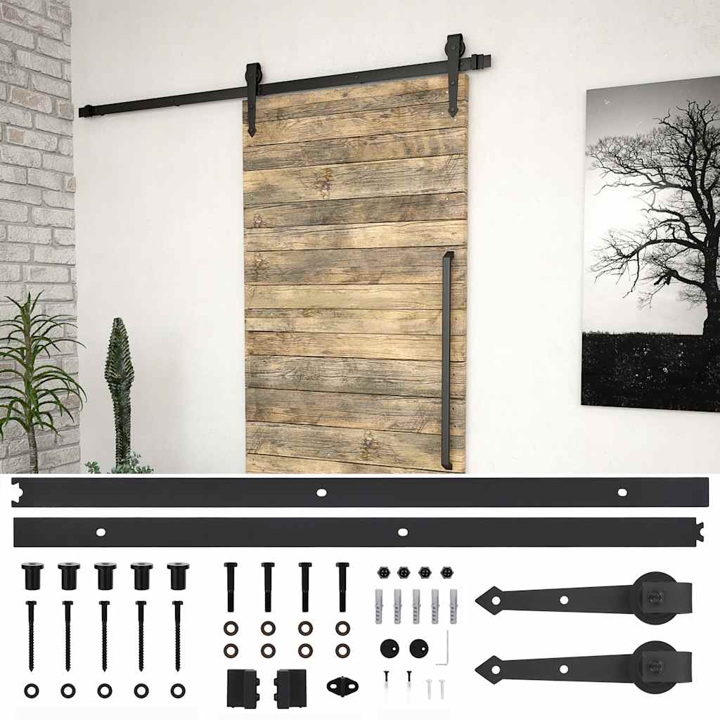 Schiebetürbeschlag-Set 183 cm Stahl Schwarz