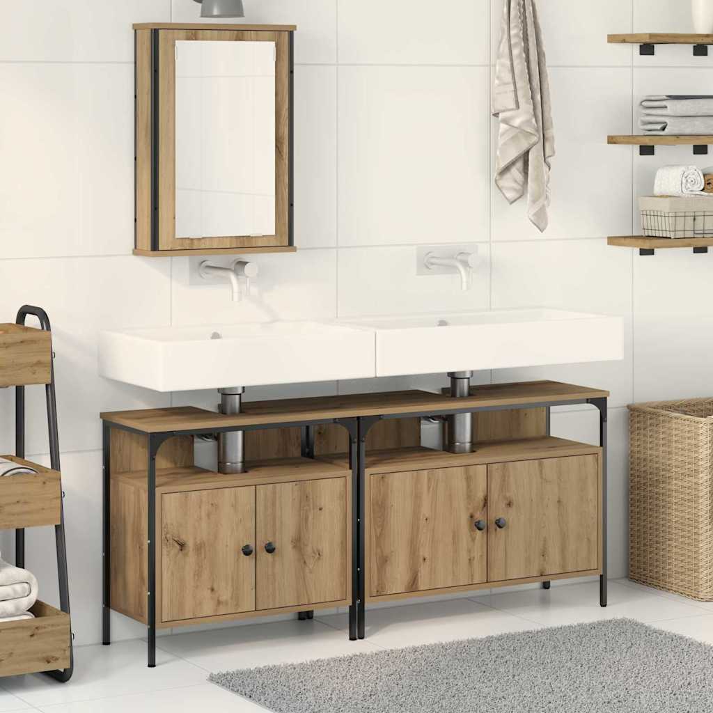 3-tlg. Badmöbel-Set Räuchereiche Holzwerkstoff