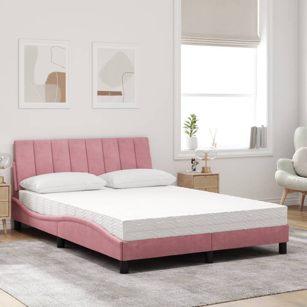 Bett mit Matratze "Hanko" Hellgrau 80x200 cm Samt