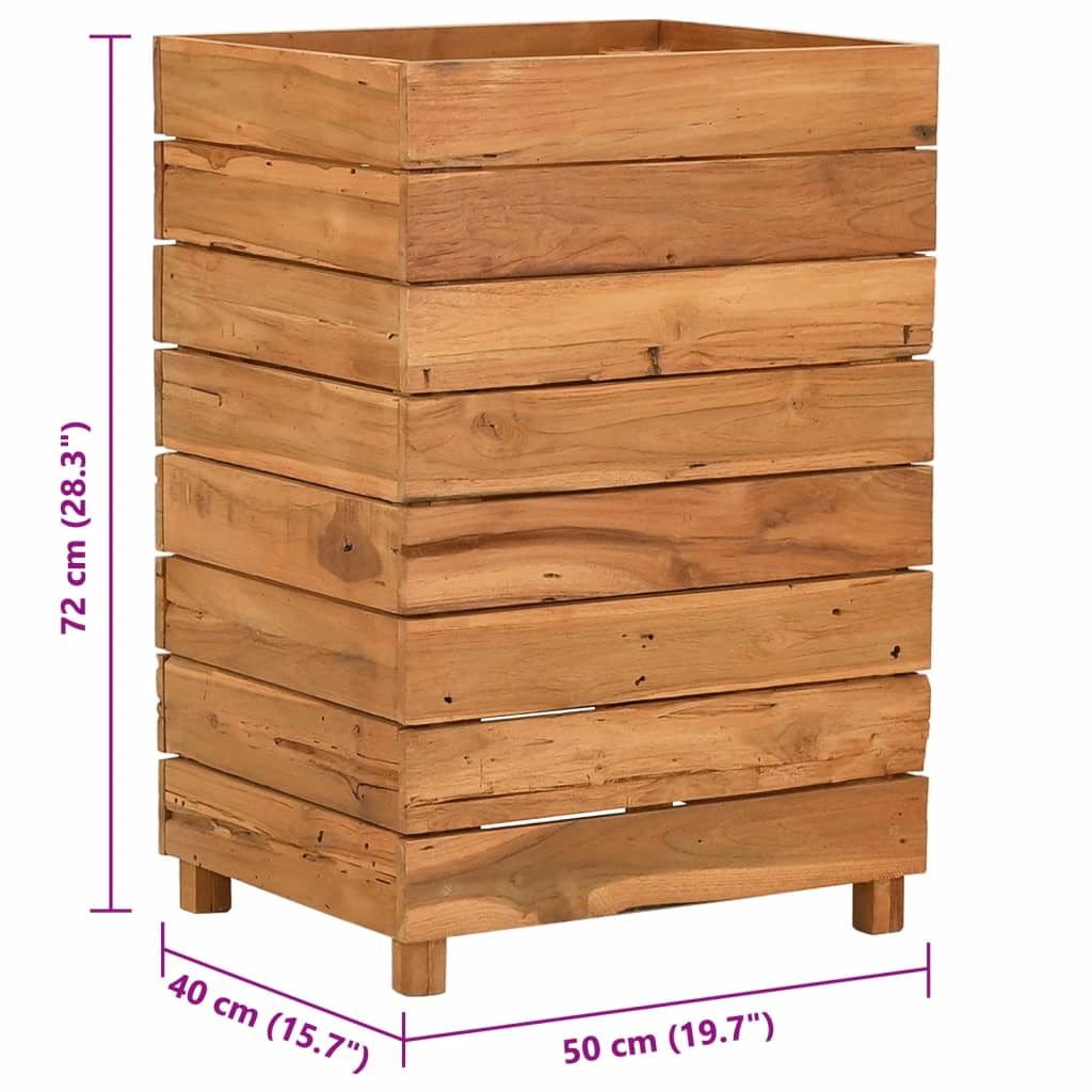 Hochbeet 100x40x72 cm Teak Altholz und Stahl