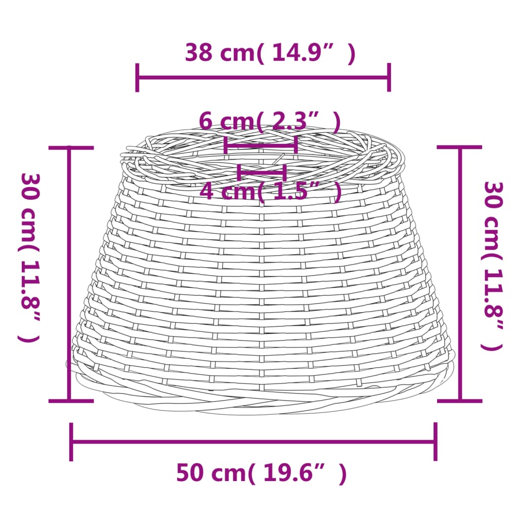 Lampenschirm Weiß Ø15x12 cm Korbweide