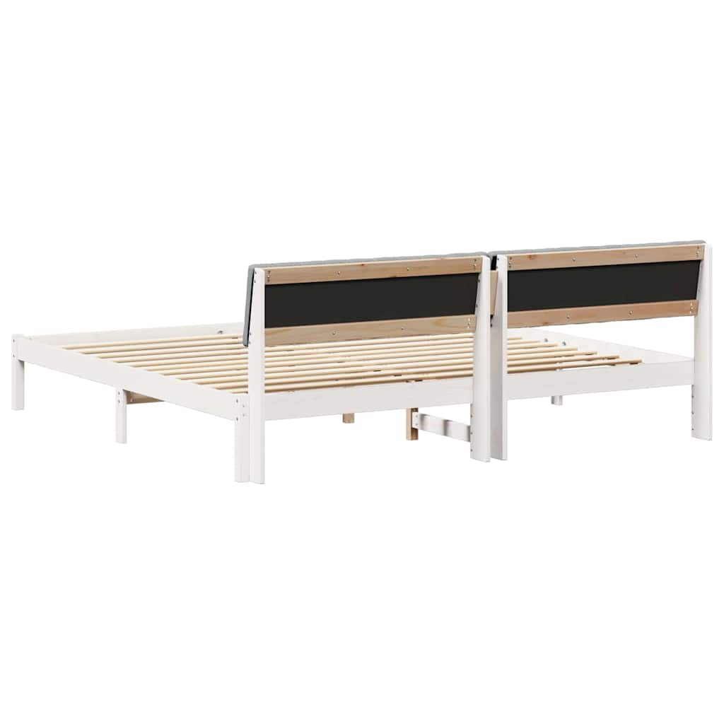 Bettgestell Braun und hellgrau 200 x 200 cm Massivholz Kiefer