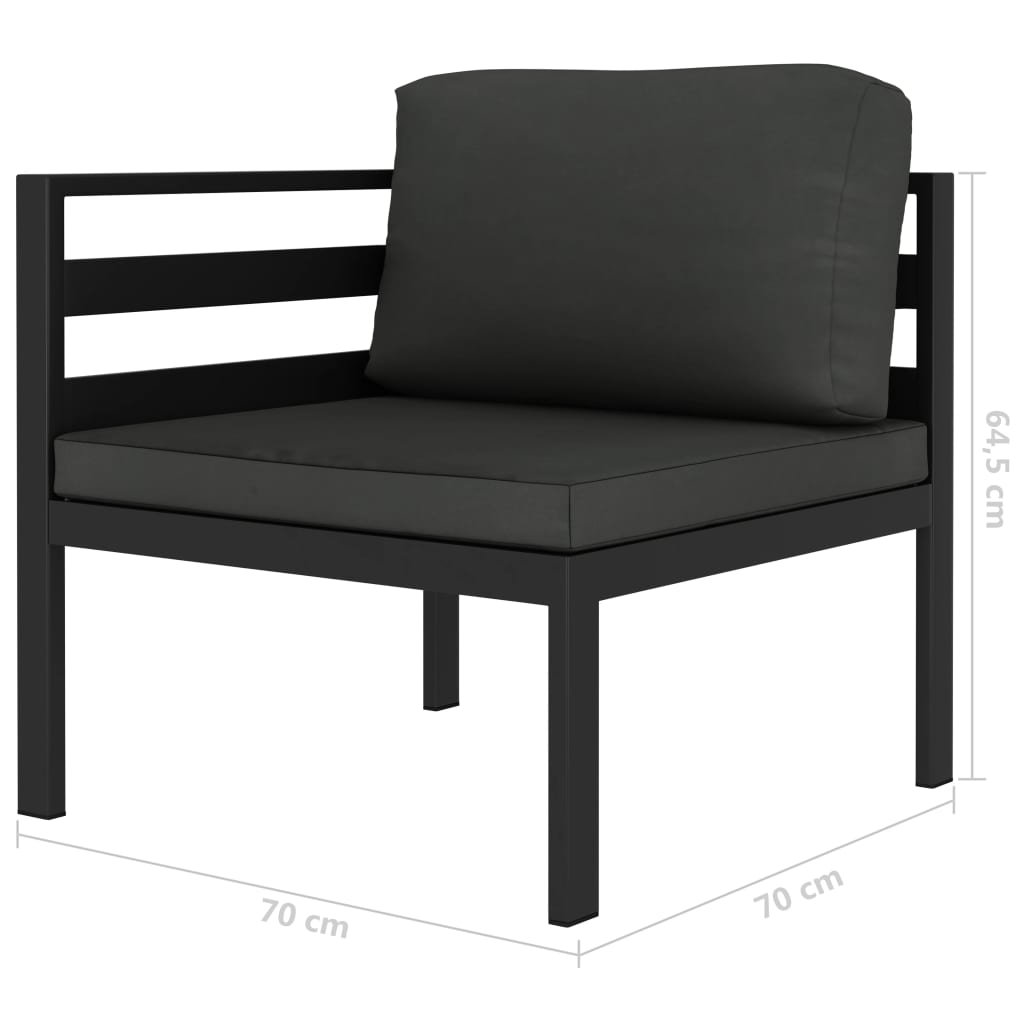 10-tlg. Garten-Lounge-Set mit Kissen Aluminium Anthrazit