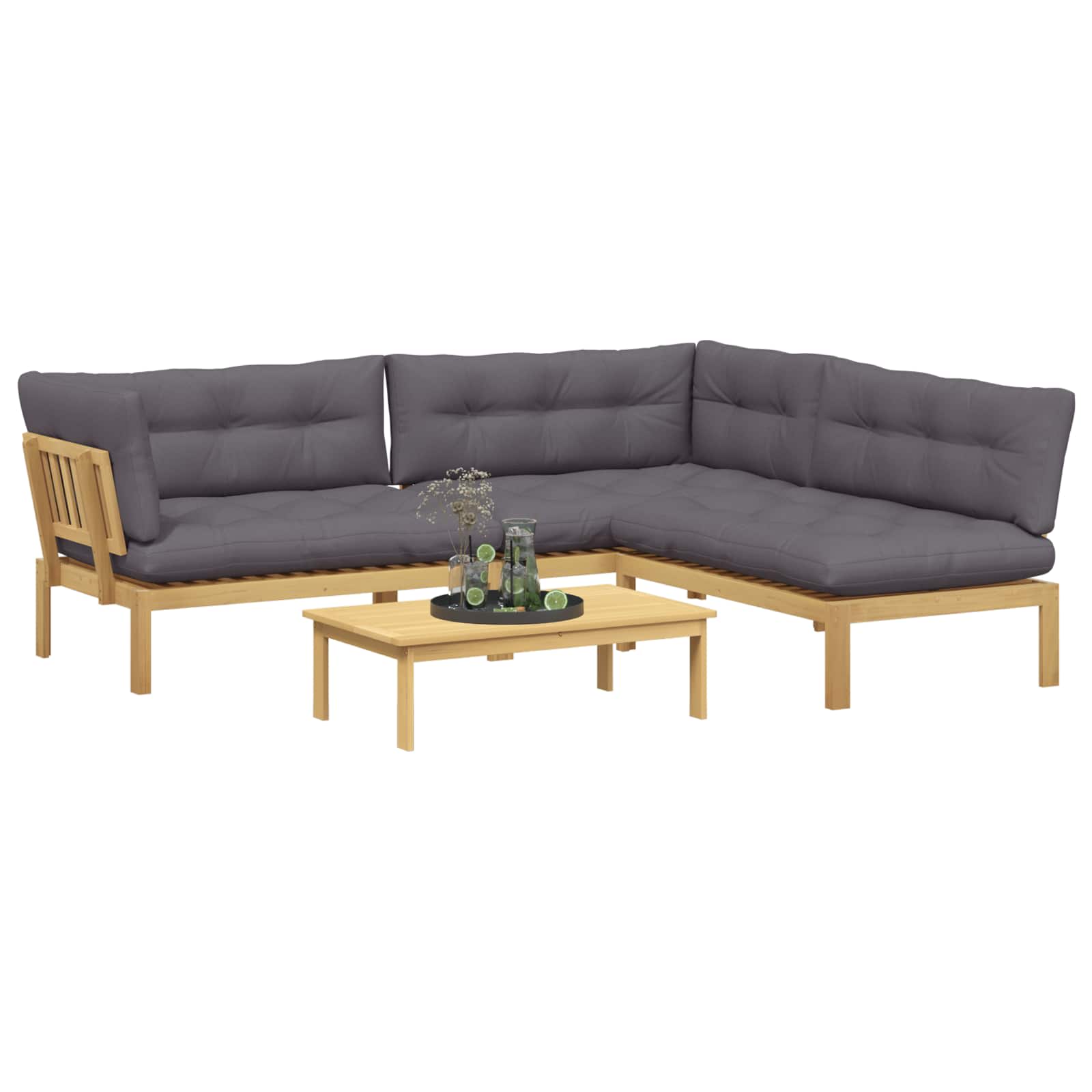 3-tlg. Garten-Sofagarnitur aus Paletten Massivholz Akazie