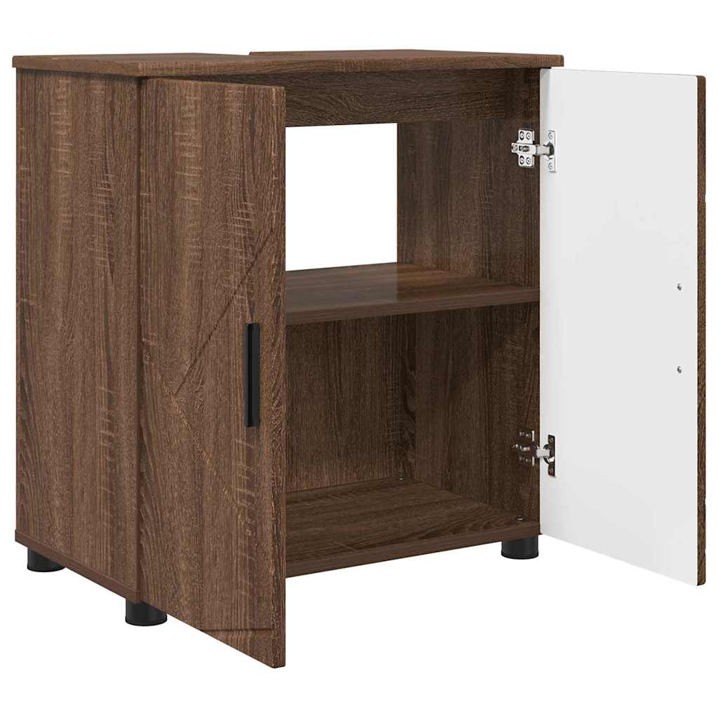 Badezimmermöbel-Set mit Tür 3 pcs Weiß Holzwerkstoff & Metall