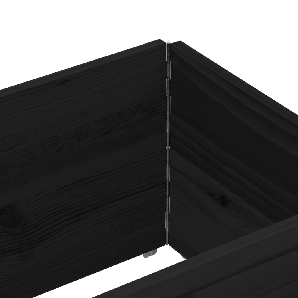Paletten-Aufsatzrahmen Schwarz 80x60 cm Massivholz Kiefer