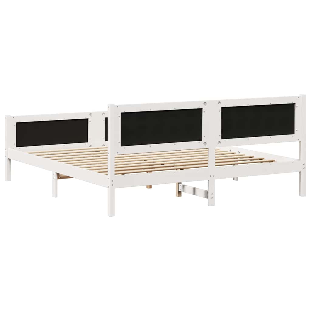 Bettgestell Braun und hellgrau 200 x 200 cm Massivholz Kiefer