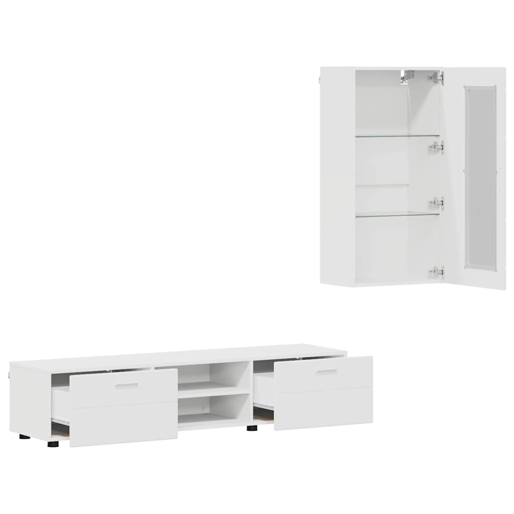 Highboard mit Regal FLORIN Weiß 60 x 35 x 182 cm Holzwerkstoff