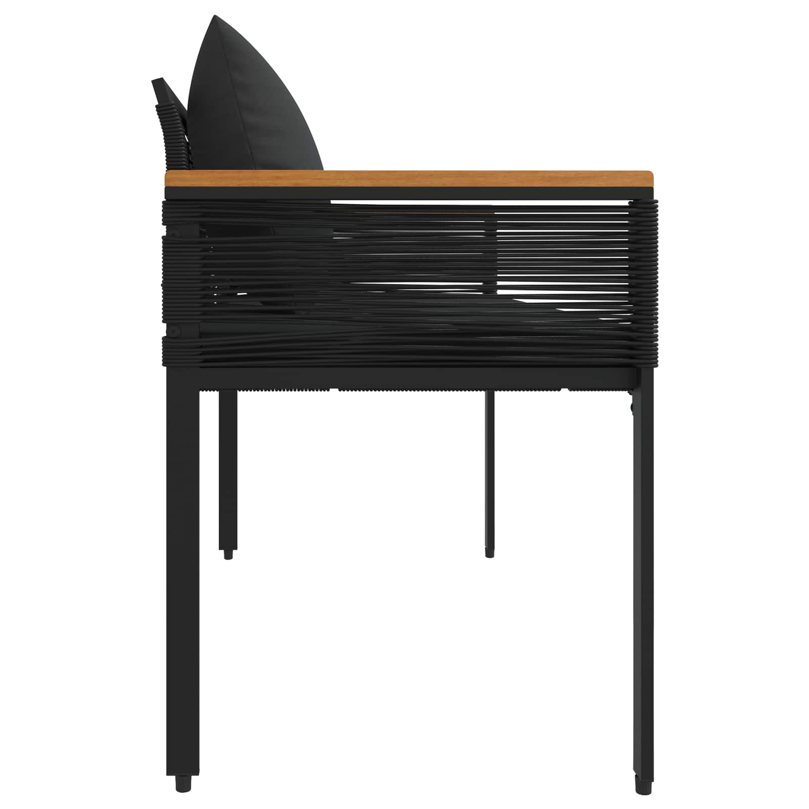 Bank Outdoor mit Kissen Schwarz 117 x 54 x 74,5 cm Poly-Rattan