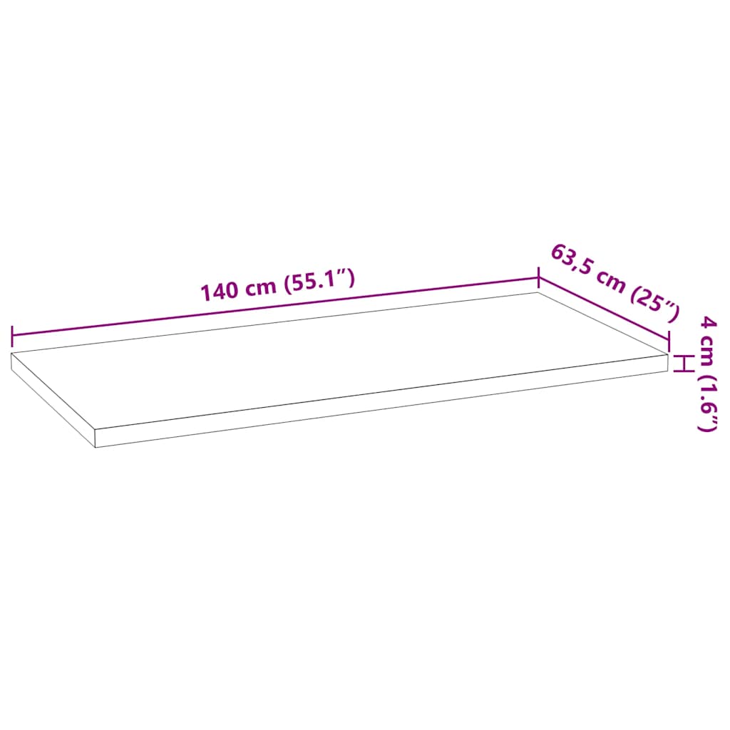 Küchenarbeitsplatte 40x63,5x2,7 cm Massivholz Eiche Rechteckig