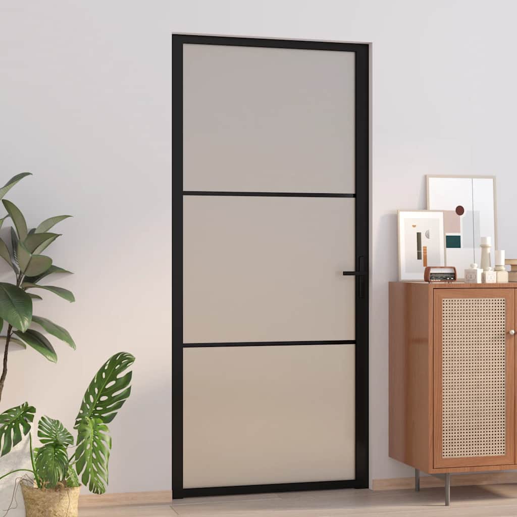 Innentür ESG Glas und Aluminium 76x201,5 cm Schwarz