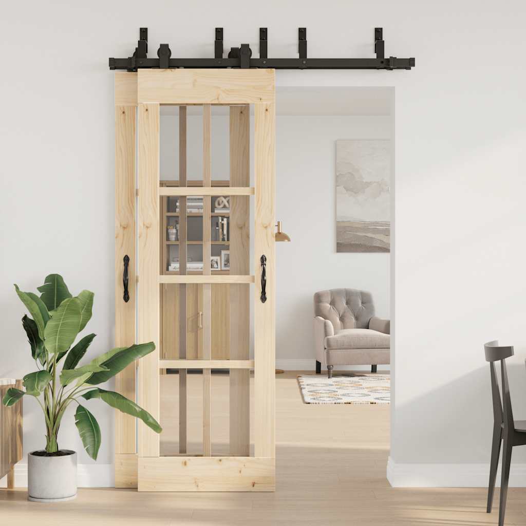 Schiebetürbeschlag-Set 183 cm Stahl Schwarz