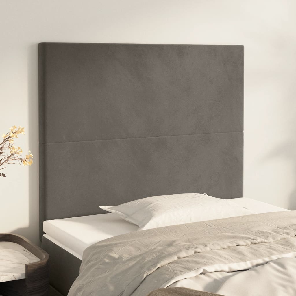 Kopfteil Hellgrau 80x5x118/128 cm Samt