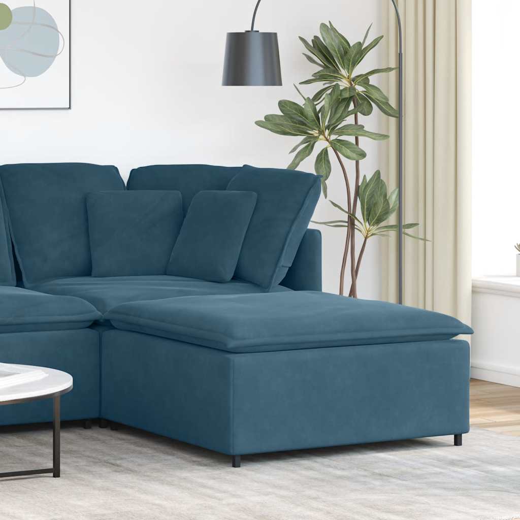 Modulares Sofa Endmodul mit Armlehne Kissen Blau 100 cm