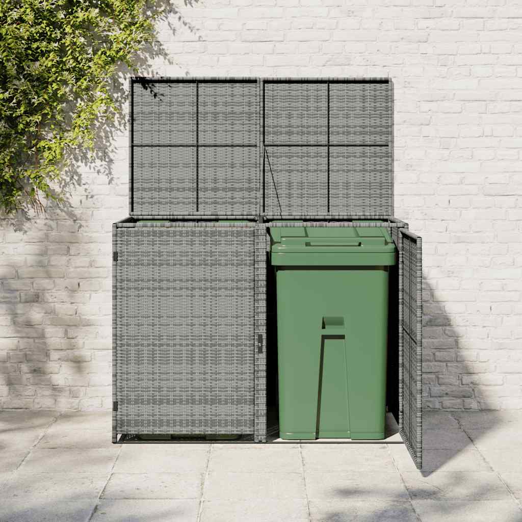 Mülltonnenbox für 2 Tonnen Poly Rattan Schwarz 148x80x111 cm