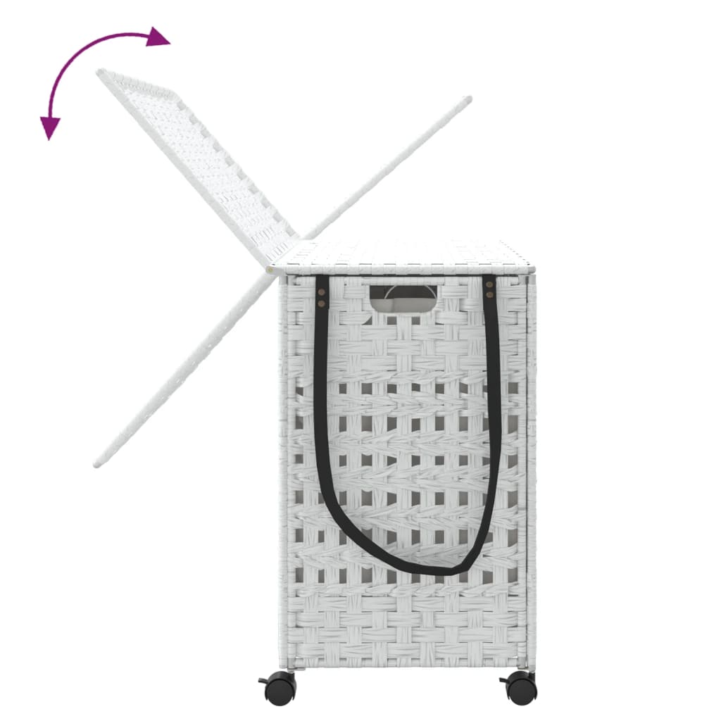 Wäschekorb mit Rollen 66x35x60 cm Rattan