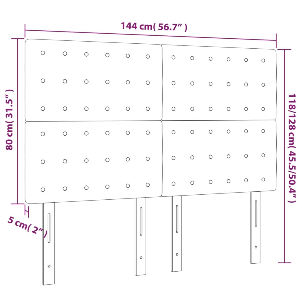Kopfteil Hellgrau 80x5x118/128 cm Samt