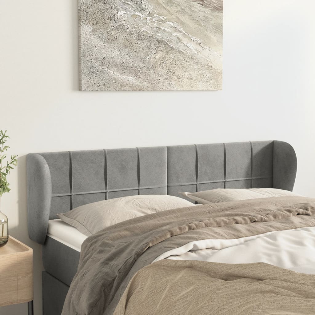 Kopfteil mit Ohren Dunkelblau 93x23x78/88 cm Samt