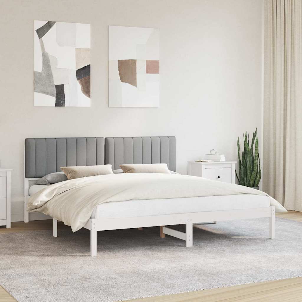 Bettgestell mit gepolstertem Kopfteil Hellgrau 200 x 200 cm