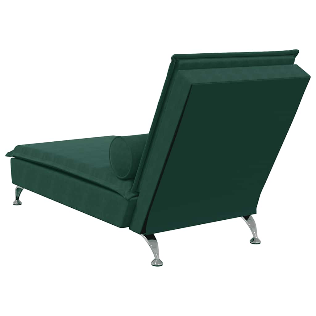 Massage-Chaiselongue mit Nackenrolle Hellgrau Samt