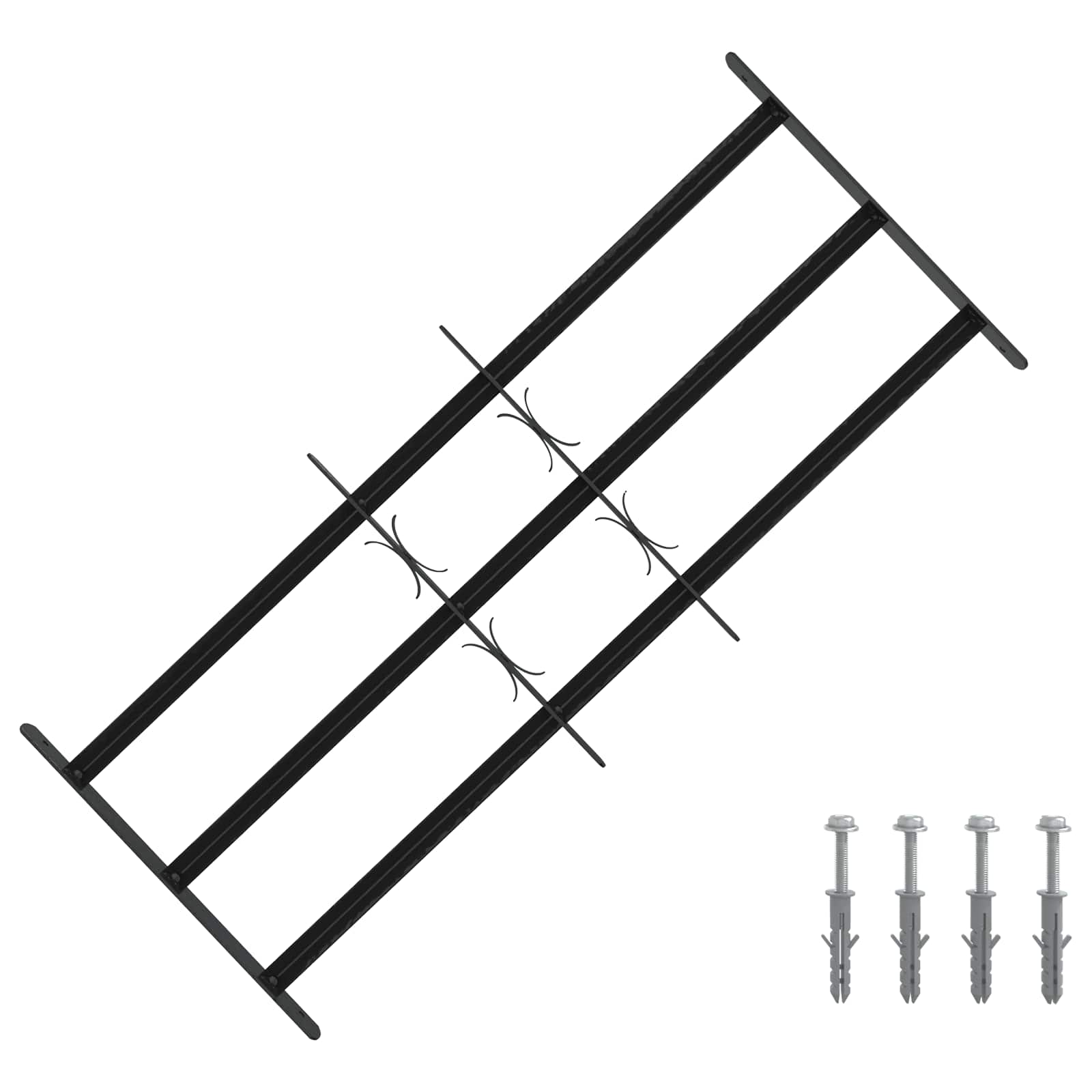 Fenstergitter 76 x 30 cm Pulverbeschichteter Stahl Schwarz