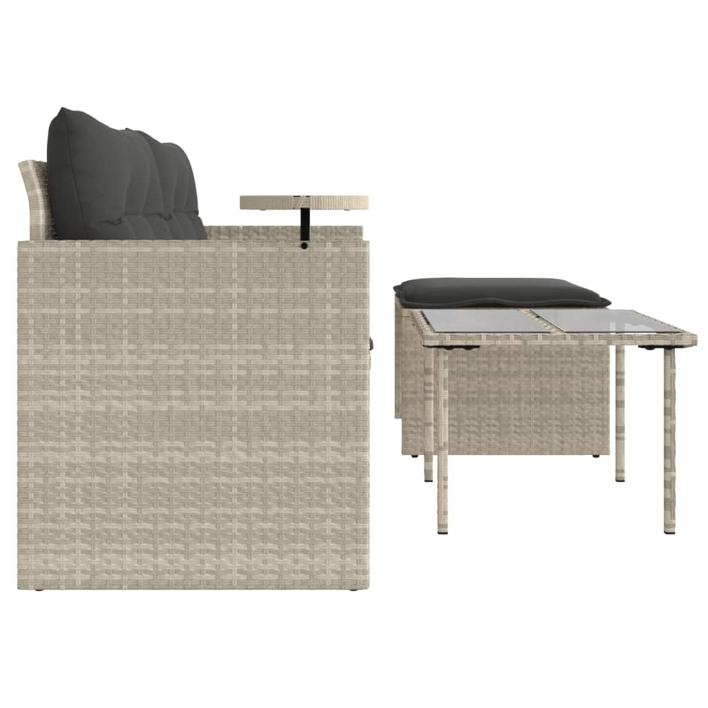 3-tlg. Garten-Sofagarnitur mit Kissen Schwarz Poly Rattan