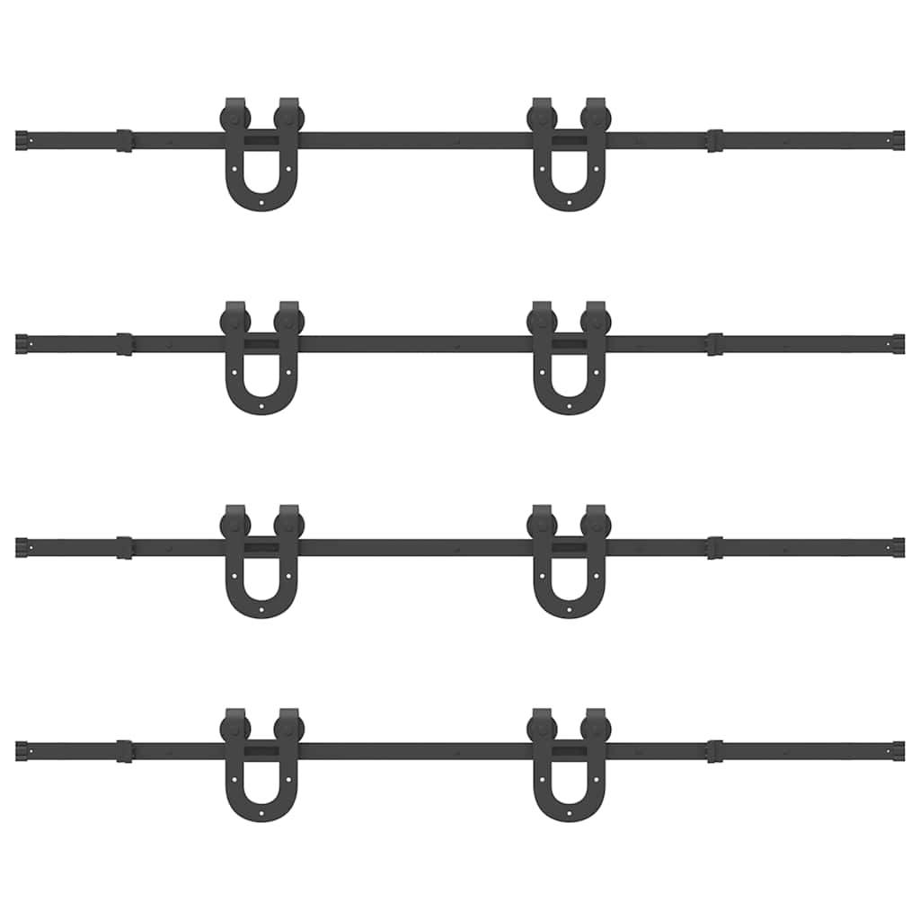 Schiebetürbeschlag-Set 183 cm Stahl Schwarz