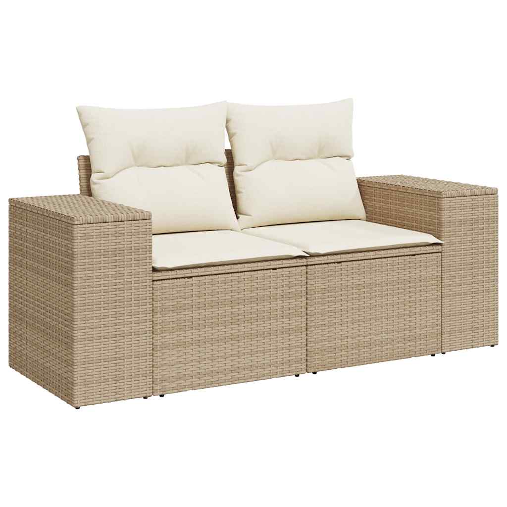 5-tlg. Garten-Sofagarnitur mit Kissen Schwarz Poly Rattan