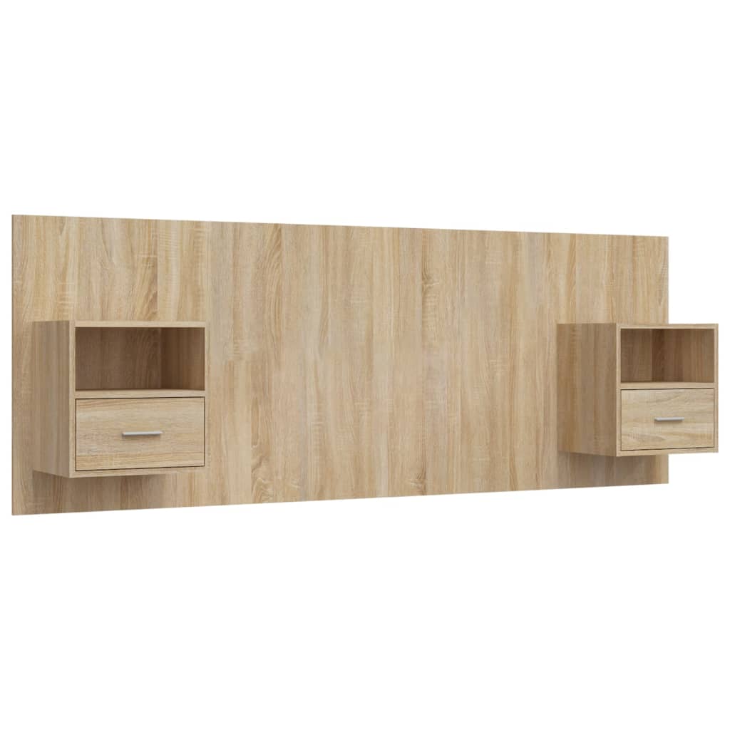 Kopfteil mit Nachttischen Weiß Holzwerkstoff