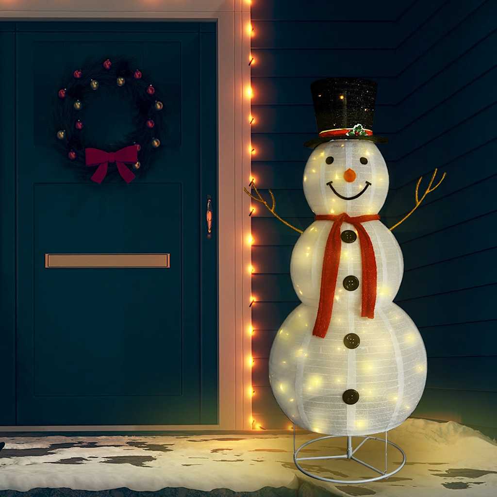 LED-Schneemann Weihnachtsfigur Luxus-Stoff 60 cm