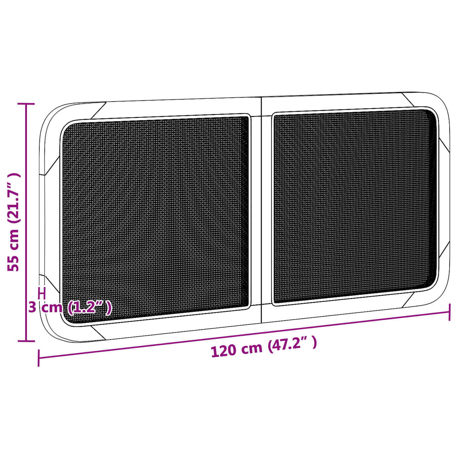 Kopfteil mit Kopfteil Schwarz 100 x 55 x 3 cm Rattan