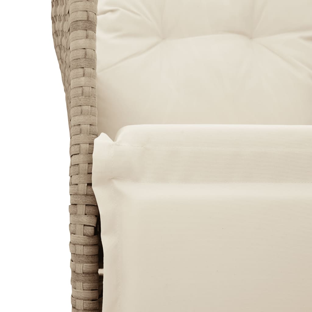 Gartensessel Verstellbar mit Kissen Schwarz Poly Rattan