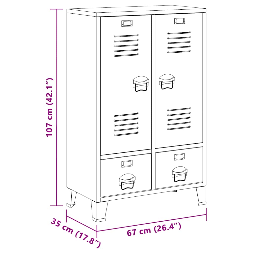 Kleiderschrank Metall Industrie-Stil 67 x 35 x 107 cm Schwarz