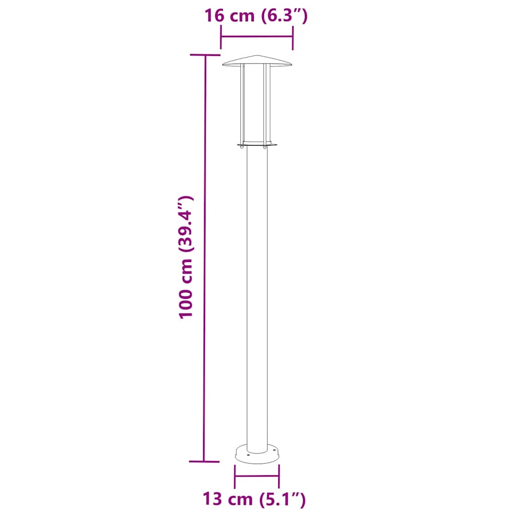 Wegeleuchte Silbern 60 cm Edelstahl
